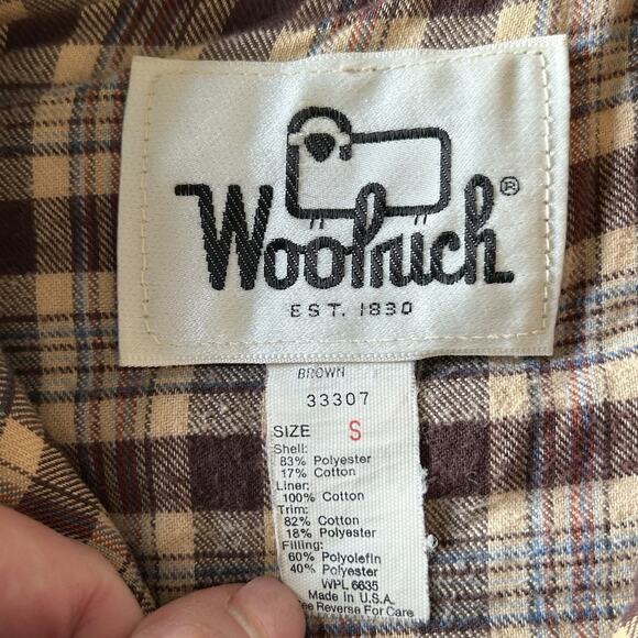 Vintage Woolrich Chore Vest Mens Small Brown Plaid Lining Corduroy Collar 70s - Picture 6 of 12